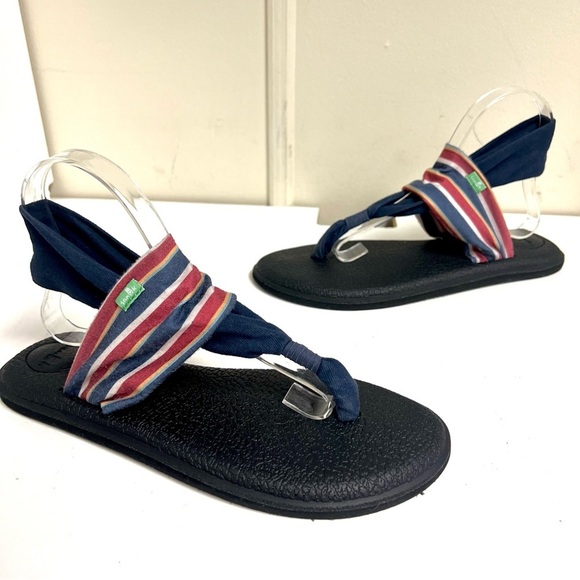 Sanuk Yoga Sling 2 boho beach resort summer sandals women’s size 9 stripes - Picture 5 of 13